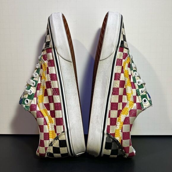 Womens VANS Old Skool Multicolor Glitter Checkerboard Sneakers / Size 7 - Picture 7 of 10